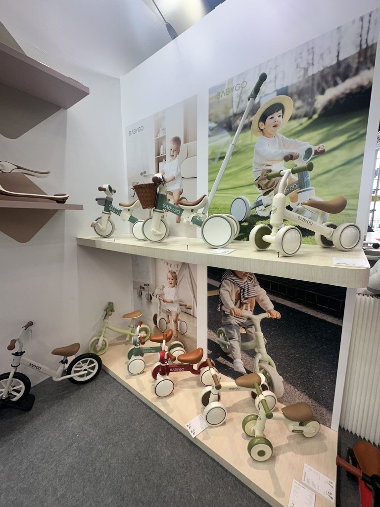 BABYGO balance bikes and toddler ride-on products displayed at Kids' Time Kielce 2026