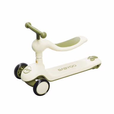 Green X2 two-in-one toddler scooter with rotating seat