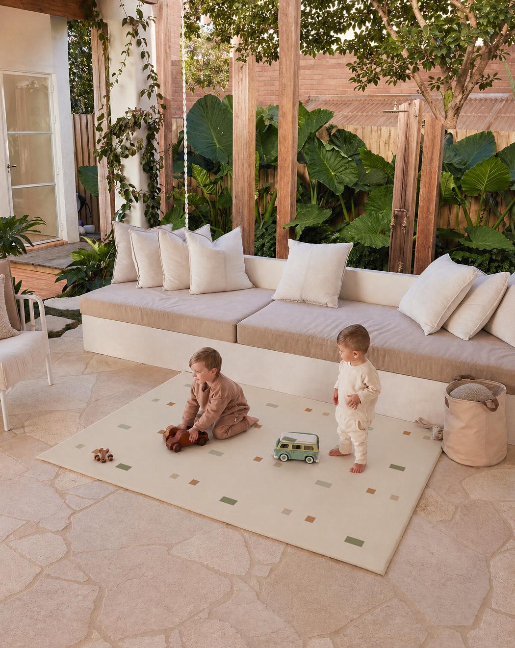 Children playing on the 2026 Autumn BABYGO XPE interlocking mat
